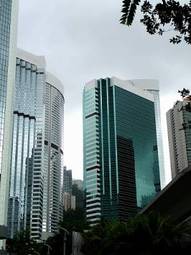 Plakat słońce architektura metropolia drapacz hongkong