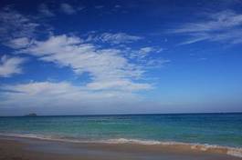 Plakat woda plaża błękitne niebo tropikalny
