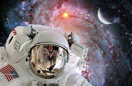 Plakat galaktyka astronauta kosmos droga mleczna