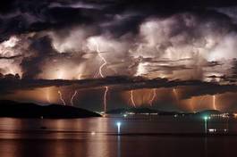 Fotoroleta sztorm niebo pejzaż noc morze