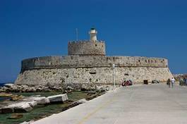 Naklejka grecja architektura wyspa morze latarnia