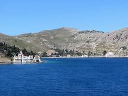 Plakat krajobraz wybrzeże grecja morze