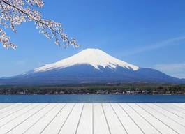 Plakat góra niebo japonia śnieg fuji