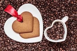Obraz na płótnie serce kubek kawa