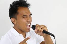 Plakat karaoke mężczyzna portret mikrofon