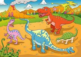 Plakat dzieci dinozaur ładny uśmiech kreskówka