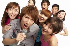 Plakat ludzie chiny śpiew zabawa karaoke
