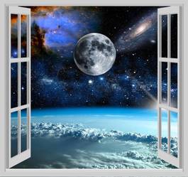 Plakat widok z okna na kosmos