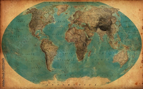 Naklejka geografia retro świat
