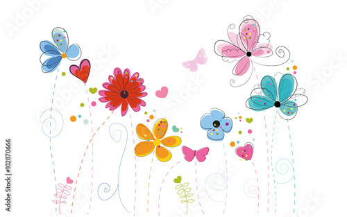 Plakat kreskówka kwiat miłość