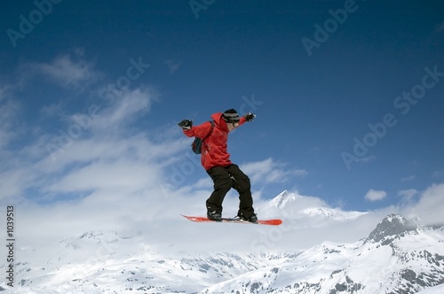 Fotoroleta francja narciarz snowboard góra