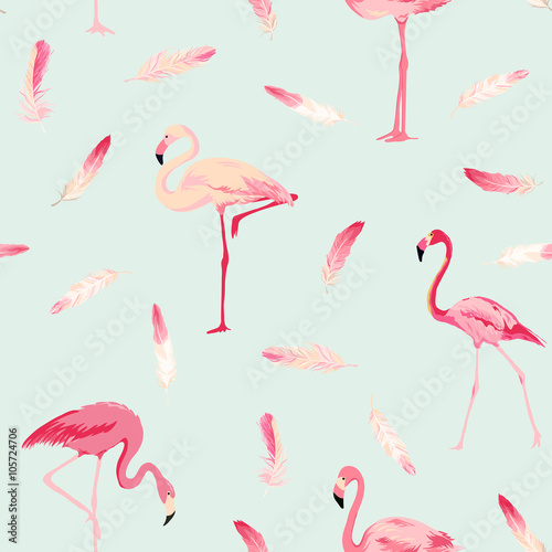 Plakat moda ogród lato flamingo dziki