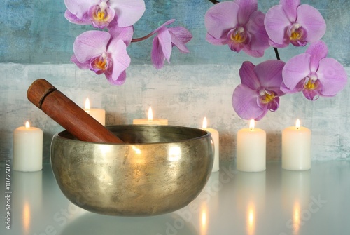 Obraz na płótnie wellnes kwiat masaż świeca