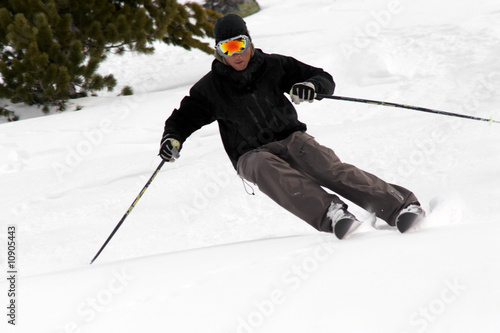 Plakat narciarz narty śnieg