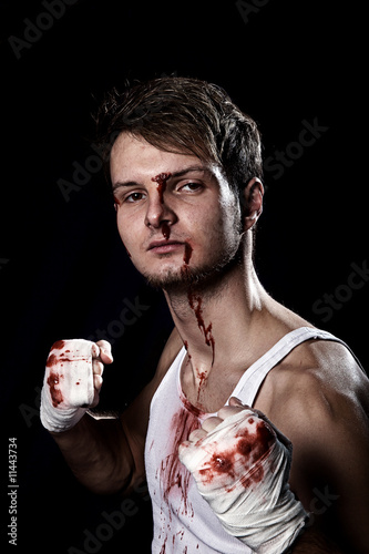 Plakat sztuki walki portret kick-boxing mężczyzna bokser