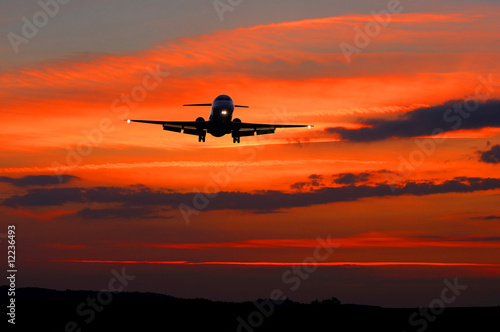 Fotoroleta odrzutowiec noc niebo airliner