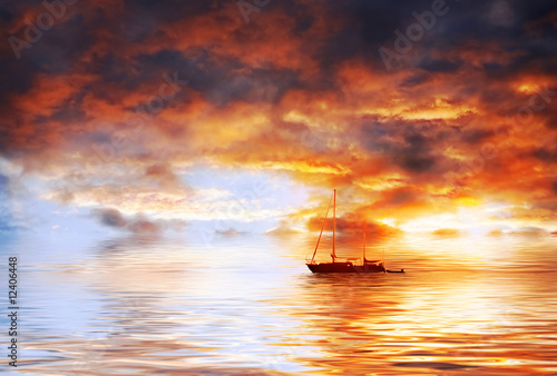 Fototapeta słońce statek lato jacht tropikalny