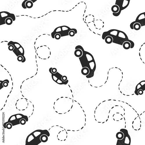 Fotofirana Seamless pattern - cars. Black on white