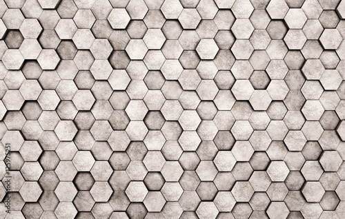 Fototapeta Wall of concrete hexagons as wallpaper or background