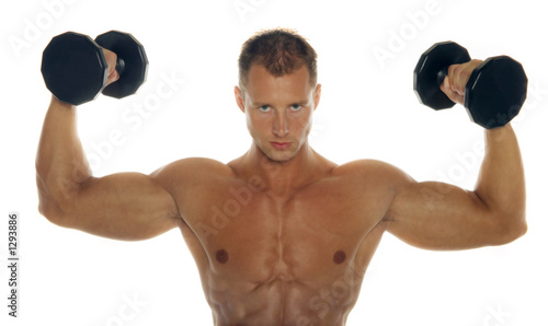 Fotoroleta hantle siłownia ćwiczenie mężczyzna zdrowy