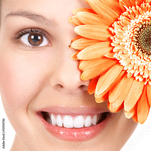 Obraz na płótnie zdrowie zdrowy twarz kwiat uśmiech