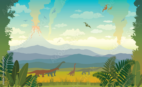 Fototapeta łąka zwierzę sztuka dinozaur