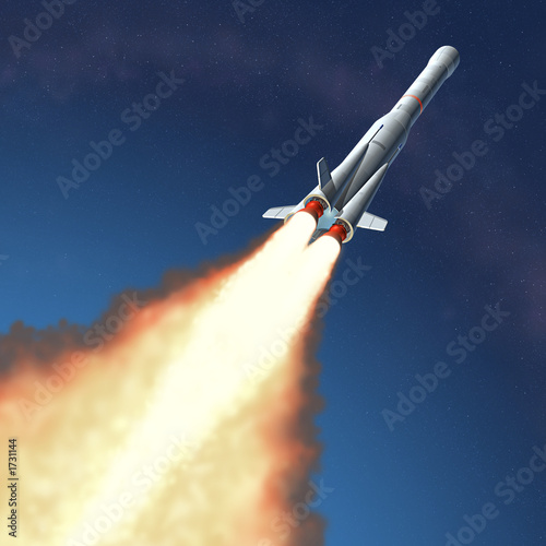 Naklejka gwiazda 3D rakieta