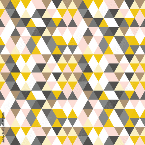 Fototapeta Geometric abstract pattern with triangles in muted  retro colors.