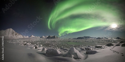 Fototapeta śnieg noc lód zielone światło polarnych