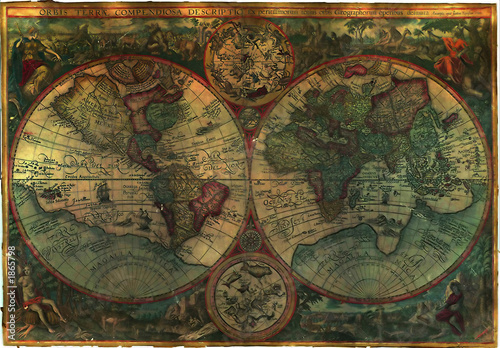 Naklejka antyczny kompas stary mapa honorarium