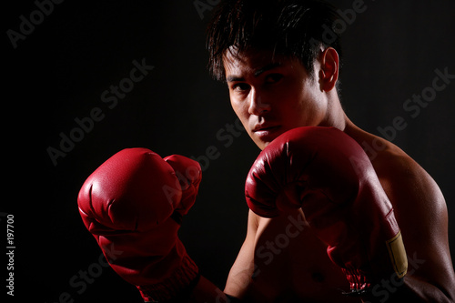 Plakat bokser mężczyzna lekkoatletka sport azjatycki