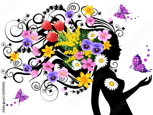 Plakat stokrotka motyl narcyz wiśnia kwiat