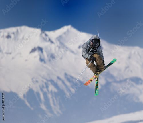 Naklejka śnieg mężczyzna sporty zimowe alpy narty