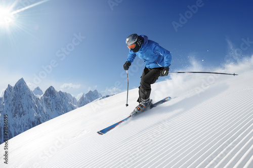 Fototapeta narciarz szczyt lód zabawa sport