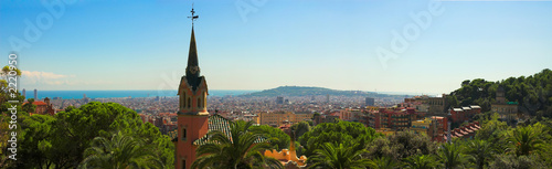 Naklejka barcelona wieża katedra panorama statua