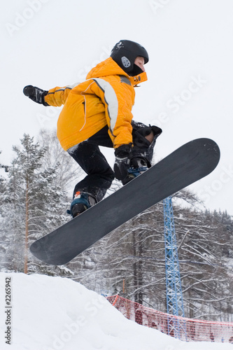 Plakat góra snowboard niebo sportowy
