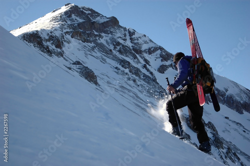 Fototapeta góra mężczyzna narty śnieg szczyt