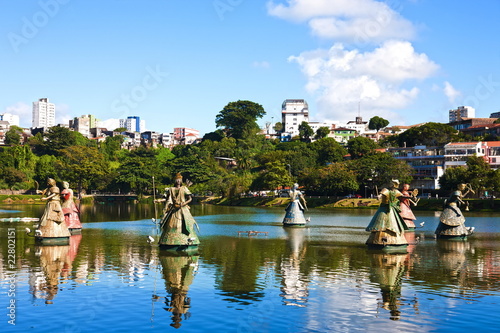 Plakat ameryka południowa miasto fontanna brazylia tourismus