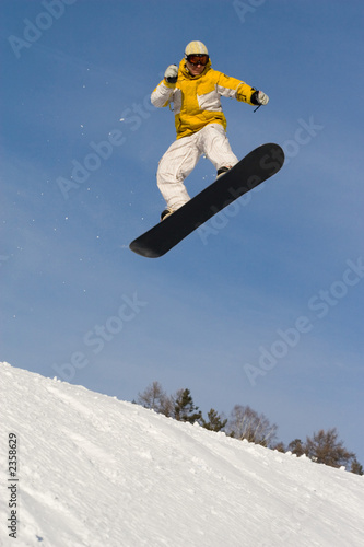 Naklejka słońce niebo snowboarder