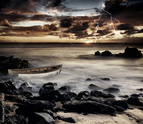 Fotoroleta morze sztorm niebo plaża natura
