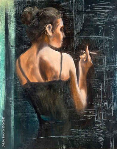 Fotoroleta portret dziewczynka olej obraz sztuka
