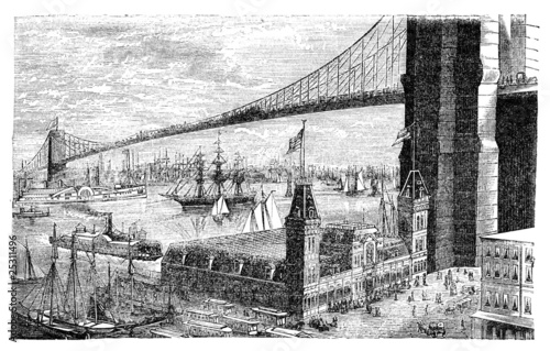 Obraz na płótnie vintage most most brookliński stary