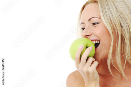Fototapeta Kobieta je zielone jabłko