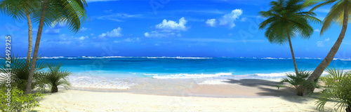 Naklejka morze tropikalny widok plaża