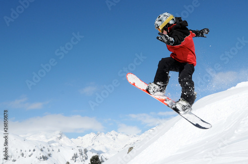Fototapeta chłopiec dzieci śnieg snowboard narty