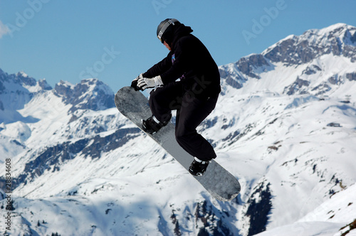 Plakat góra śnieg zabawa alpy sport