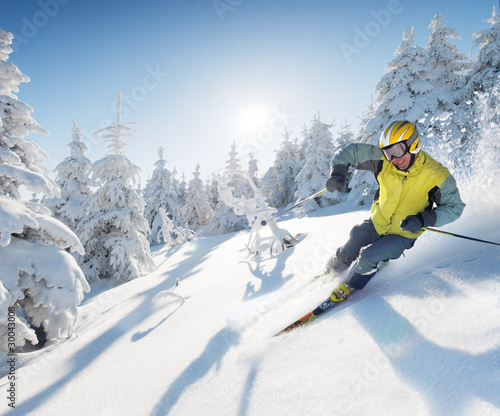 Fototapeta niebo góra sport narciarz mężczyzna
