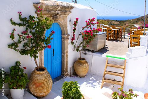 Fototapeta wioska grecki ogród kwiat architektura