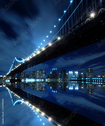 Fototapeta Most manhattański nocą