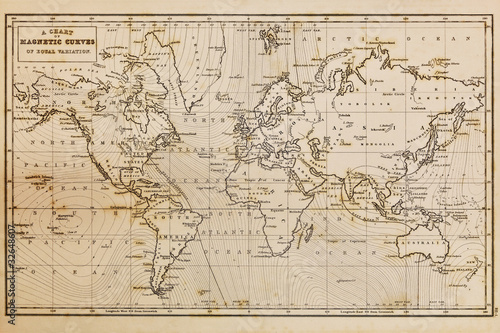 Naklejka geografia vintage świat antyczny mapa